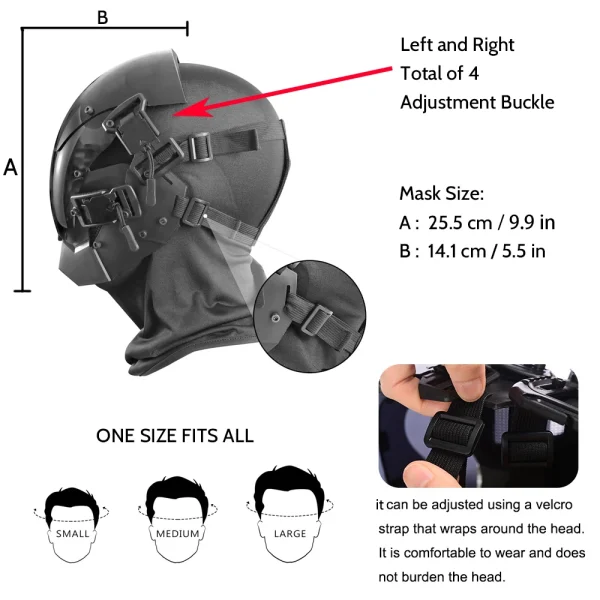 Cyberpunk Mask Cosplay For Adults Mechanical Style Science Fiction White LED Light Strip Cool Technology Helmet Ghostface Mask - Image 2