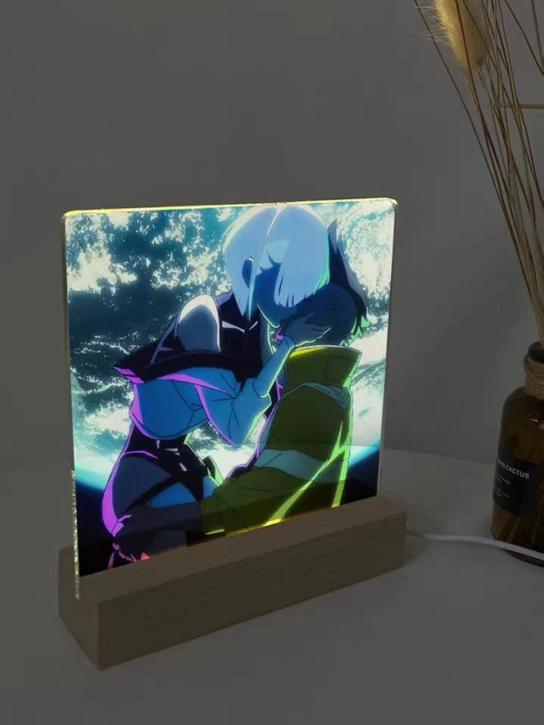 Edgerunners Lucy and David on the moon Cyberpunk 2077 3D Night Lamp, Night Light