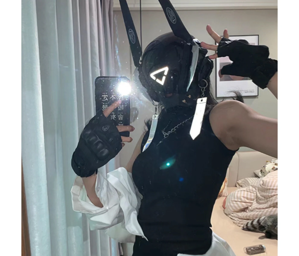 Futuristic Cyberpunk Helmet Mask, Cyberpunk 2077 Samurai Mask, Futuristic Mask Tech Helmet Cosplay Props