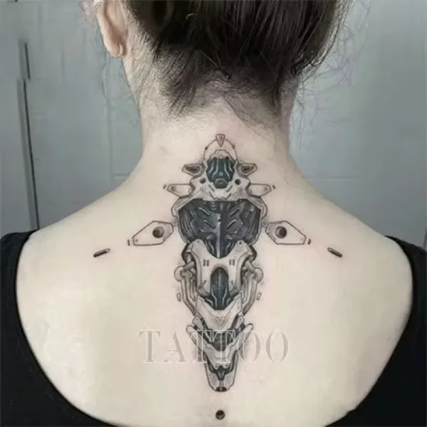 Punk Tattoo for Men Women Cyberpunk Cervical Vertebra Temporary Tattoos Waterproof Fake Tattoo Arm Neck Lasting Tattoo Stickers