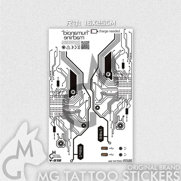 Cyberpunk Circuit Board Tattoo Punk Robot Tattoo Sticker Temporary Tattoos Waterproof Lasting Tattoos Arm Fake Tattoo Cosplay - Image 2