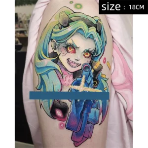 Anime Cyberpunk Edgerunners Rebecca Temporary Tattoos Transfer Tattoo Body Art Waterproof Fake Tatoo Stickers for Woman Men Girl